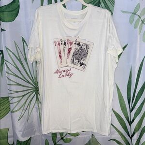 Torrid White Short Sleeve Tee with Playing Cards Graphic